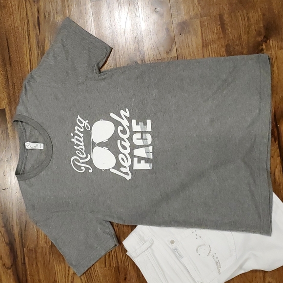 Bella Canvas Tops - Womens Canvas "Resting beach face" graphic print tshirt size S